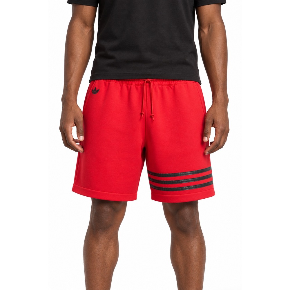 adidas Men's Street Neuclassic Loose Fit Fleece Shorts Red Black NEW $50 XS